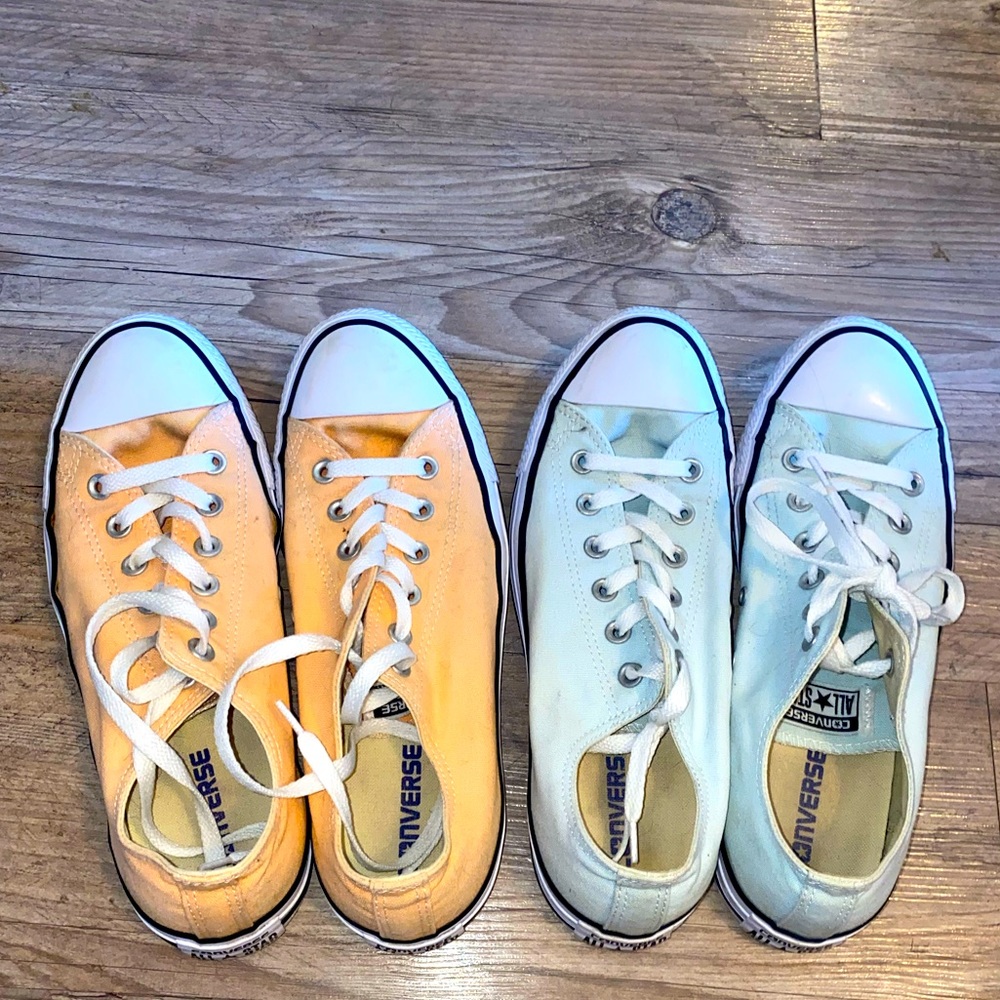 Pink and light blue converse size 10s